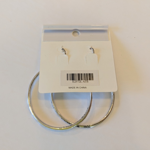 Silver Tone Hoop Earring with Scripture - Picture 4 of 4